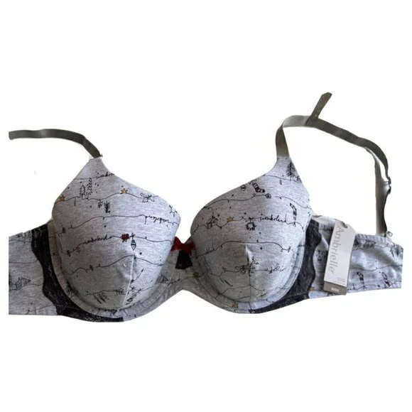 Ambrielle Holiday Decoration Wonderland Print Organic Cotton RacerBack Bra Multi - Picture 6 of 11